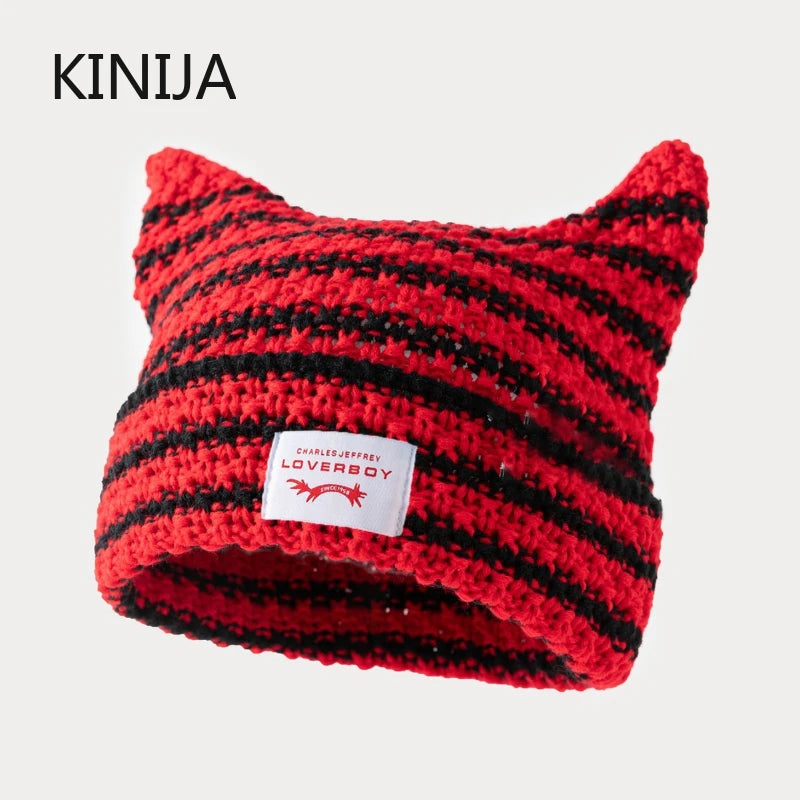 Handmade Stripe Knit Beanie