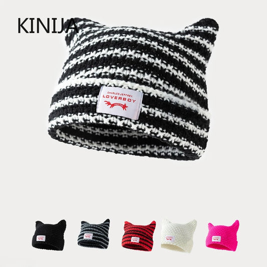 Handmade Stripe Knit Beanie