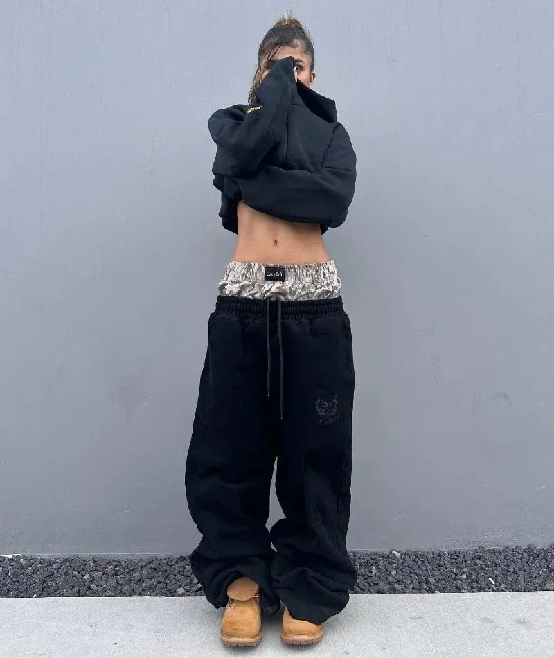 Embroidered Double Waist Sweatpants